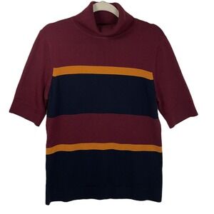L.L.Bean Signature Large Merino‎ Wool Colorblock Short Sleeve Turtleneck